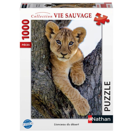 Nathan - Puzzle 1000 pieces - Lionceau du désert - des 14 ans - Encastrement parfait - Collection Vie sauvage - 12001884