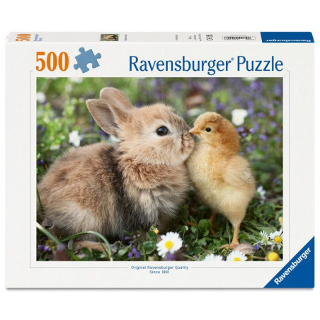 Ravensburger - Puzzle 500 pieces - Lapin et poussin (Collection bébés animaux) - des 12 ans - Puzzle de qualité supérieure-1