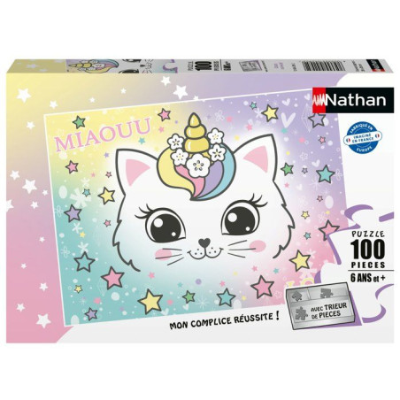 Nathan - Puzzle enfants 100 pieces - Chaton arc-en-ciel - des 6 ans -De qualité supérieure - Carton épais et résistant - 120
