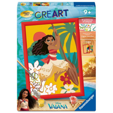 Ravensburger – CreArt Kids 18x24cm – Numéro d'Art – Vaiana – Disney – Kit de peinture par numéros – Des 7 ans – 12023229