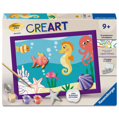 Ravensburger – CreArt Kids 18x24cm – Numéro d'Art – Océan – Edition plâtre – Kit de peinture par numéros – Des 9 ans – 12023234