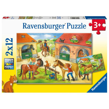 Puzzle enfant Ravensburger Vakantie op de manege - 2 x 12 pieces - Animaux