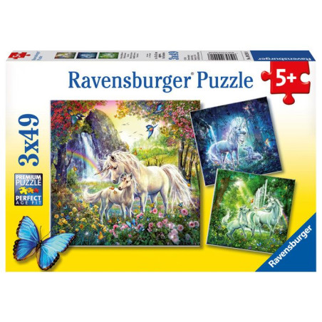 Puzzle 3 x 49 pieces : Les licornes