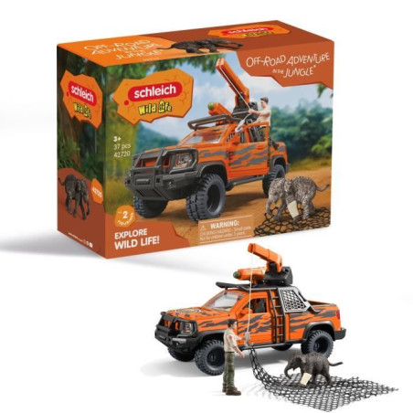 Figurine Aventures en 4x4 dans la jungle, Schleich 42720 Gamme Wild Life