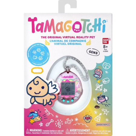 Tamagotchi - BANDAI - Tamagotchi original - Angel Teacup - Animal électronique virtuel avec écran couleur, 3 boutons et jeux