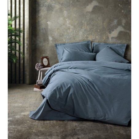 Parure de lit - 1 housse de couette 140 x 200cm + 1 taies d'oreiller 60 x 60 cm - 100% coton renforcé - Anthracite
