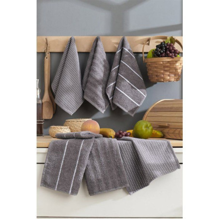 Ensemble de 6 serviettes de toilette - 30 x 50 cm - Gris anthracite