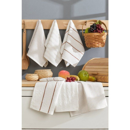 Ensemble de 6 serviettes de toilette - 30 x 50 cm - Creme