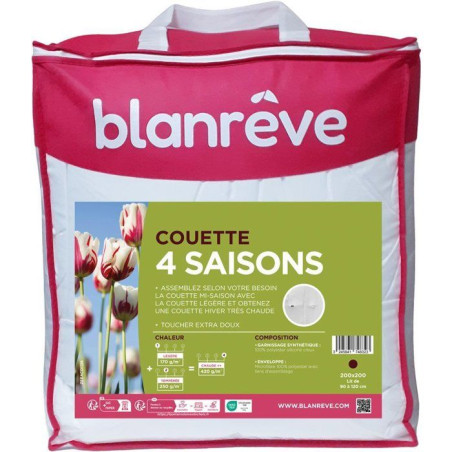 Couette - 200 x 200 cm - BLANReVE - 4 saisons - 420 g/m² - Blanc