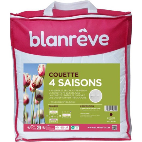 Couette - 240 x 220 cm - BLANReVE - 4 saisons - 420 g/m² - Blanc