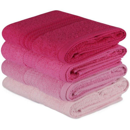 Ensemble de 4 serviettes a main - 50 x 90 cm - Rose