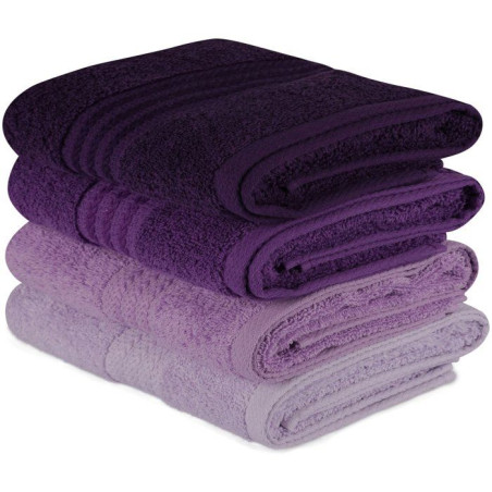 Ensemble de 4 serviettes a main - 50 x 90 cm - Violet