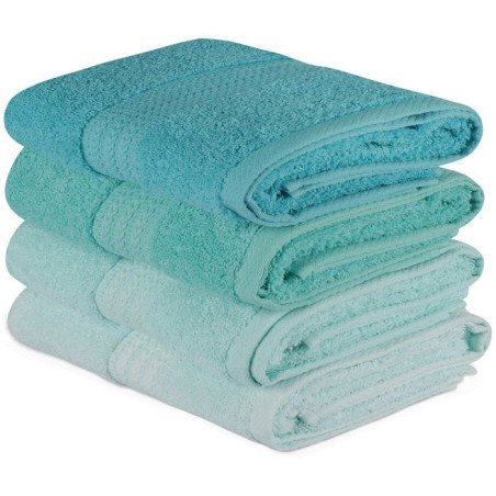 Ensemble de 4 serviettes a main - 50 x 90 cm - Vert marin