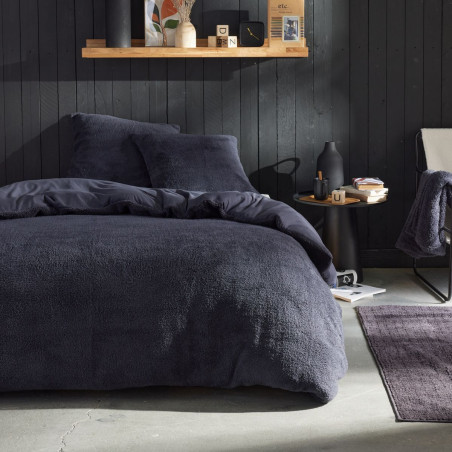 Parure de lit - TODAY - Teddy - 2 personnes - 220 x 240 cm - Gris anthracite uni