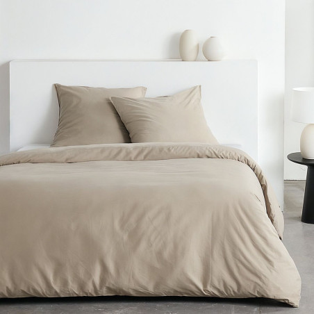 Parure de lit - TODAY - Essential - 2 personnes - 220 x 240 cm - Effet crépon beige