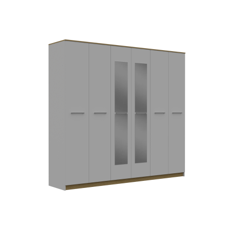 Armoire 6 portes SUNRISE - avec Miroir et Sans Pieds
