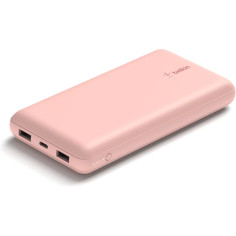 Batterie externe - BELKIN - 20 000 mAh - USB-A & USB-C - 15 W - Rose