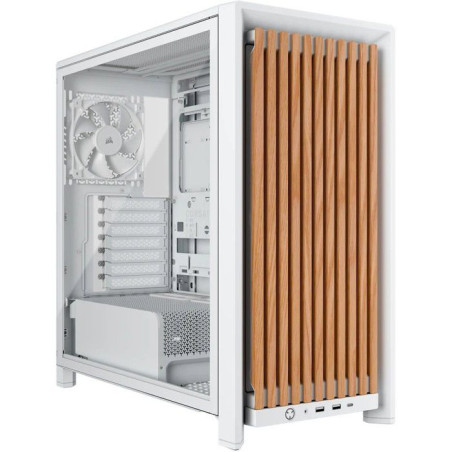 Boîtier PC - CORSAIR - FRAME 4000X RS - Moyen Tour - 4 ventilateurs RS120 - Blanc/bois clair