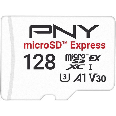 PNY microSD™ Express - Carte mémoire microSDXC - 128 Go - UHS-I U3 V30 A1 - 890/550 Mo/s