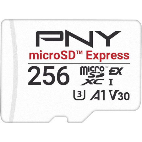 PNY microSD™ Express - Carte mémoire microSDXC - 256 Go - UHS-I U3 V30 A1 - 890/750 Mo/s