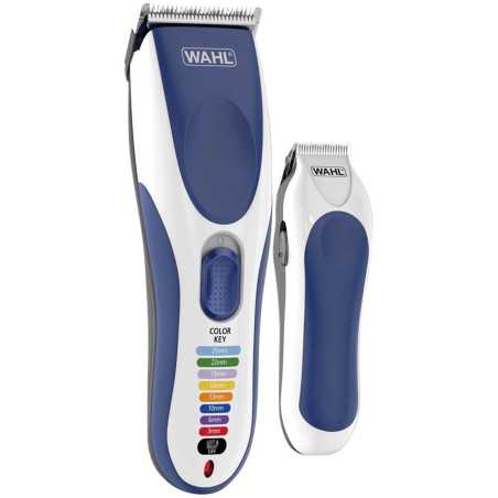 Tondeuse a cheveux - WAHL - COLOR PRO CORDLESS - 3,5 W - 8 sabots - Autonomie : 60 min - Bleu / Gris