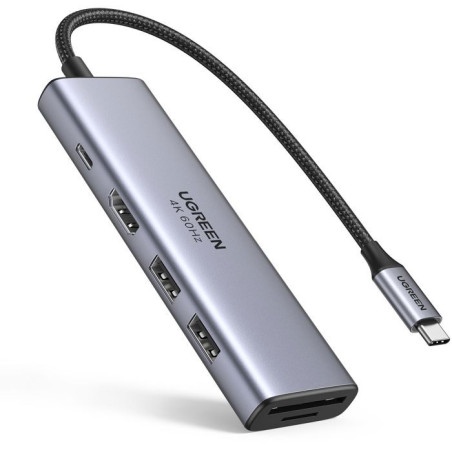 Adaptateur USB-C multifonction - UGREEN - Avec PD - Gris