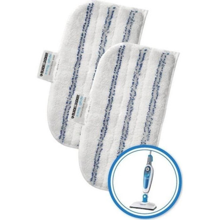 2 patins en microfibre BLACK+DECKER - FSMP20-XJ - Pour balais vapeur - Rectangulaires