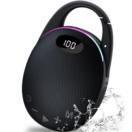 Enceinte Bluetooth Ultra-Portable - Ecran LED - Bass Puissante - 25H d'Autonomie - Lumières RGB - Appairage TWS/AUX/TF - Noir