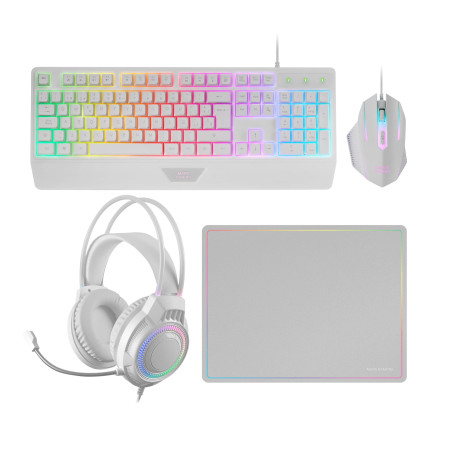 Combo gaming MARS Gaming MCP124PRO - 4 en 1 - Multiplateforme - Blanc