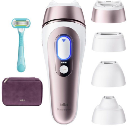 Épilateur a lumiere pulsée - BRAUN - Skin i-expert PL7431 - IPL - Capteur SkinProtect - Blanc et Rose gold