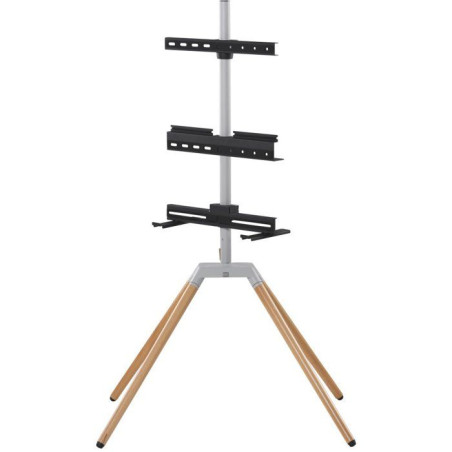 Quadpod TV Stand - ONE FOR ALL - Finition bois clair et métal - Orientable a 360° - Pour TV 32'' a 75'' - 35kg max