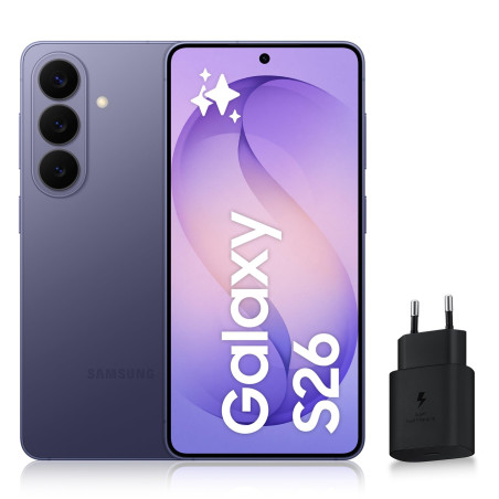 Smartphone SAMSUNG Galaxy S26 5G FR violet avec Galaxy AI - 256 Go - Chargeur Secteur 25W Inclus