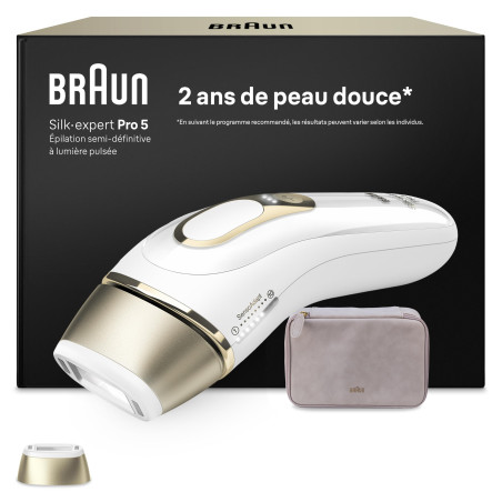 Epilateur à lumière pulsée BRAUN Silk expert Pro 5 PL5100 blanc - Filaire - 1 tête - Pochette incluse