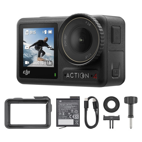 Bundle DJI Osmo Action 4 Essentiel - Caméra d’Action étanche 4K/120 IPS avec capteur 1/1,3 Pouce, des Images saisissantes en Bas