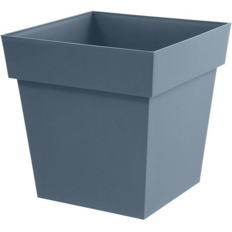 Pot de fleur carré - Toscane - EDA - 39 x 39 x H. 39 cm - Intérieur / Extérieur - 38L - Bleu Jean