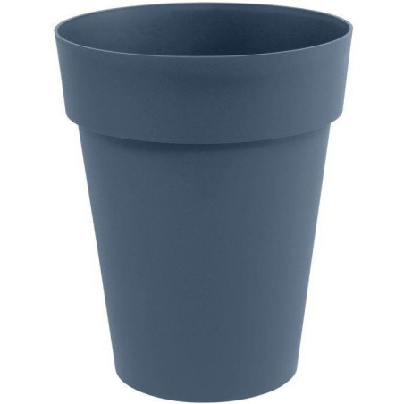 EDA - Pot de fleurs Rond mi-haut - Toscane - Ø 44 x 53 cm - Intérieur / Extérieur - 50 L - Bleu Jean