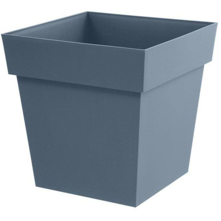 Pot de fleur carré - Toscane - EDA - 32 x 32 x H. 32 cm - Intérieur / Extérieur - 22L - Bleu Jean