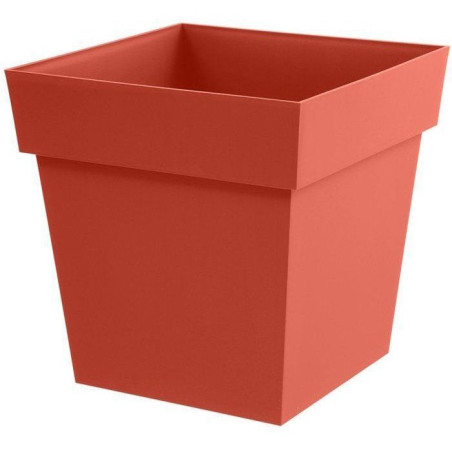 Pot de fleur carré - Toscane - EDA - 49,5 x 49,5 x H.52,5 cm - Intérieur / Extérieur - 87L - Orange Terre Battue