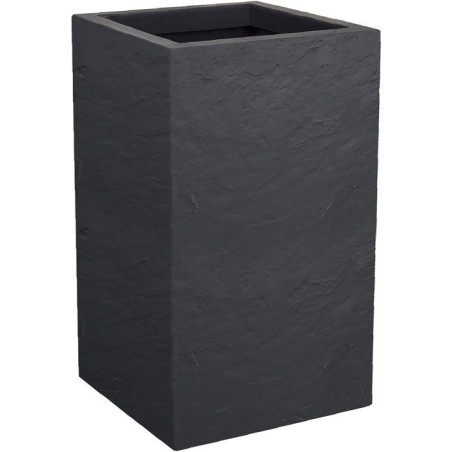 Pot de fleur Carré Haut 30 cm - EDA - Volcania Up - 36 L - Intérieur/Extérieur - 29,5 x 29,5 x H. 49,5 cm - Gris Anthracite