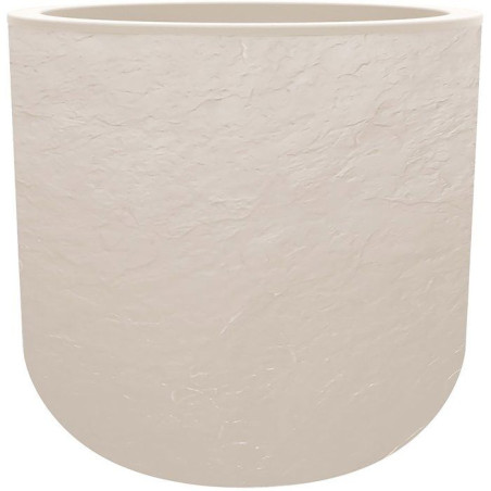 Pot de fleurs Rond 50 cm - EDA - Volcania Up - 67 L - Intérieur/Extérieur - Décor Pierre - Ø 48,5 x H. 46,2 cm - Beige Calca