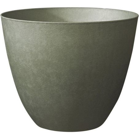 Pot de fleurs Rond Ø 40 cm - EDA - Element - 26,2 L - Systeme de drainage - Intérieur / Extérieur - Ø 39,4 x H 31,6 cm - Kaki