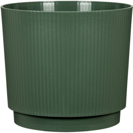 Cache-pot rond - GARDEN ID - Lino - Ø 25 - 7 L - H 22 cm - Vert foncé
