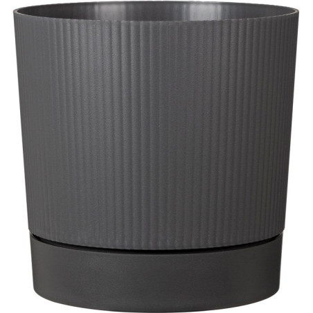 Pot de fleurs avec réserve rond - GARDEN ID - Lino - Ø 29 - 14 L - H 29 cm - Gris métallique