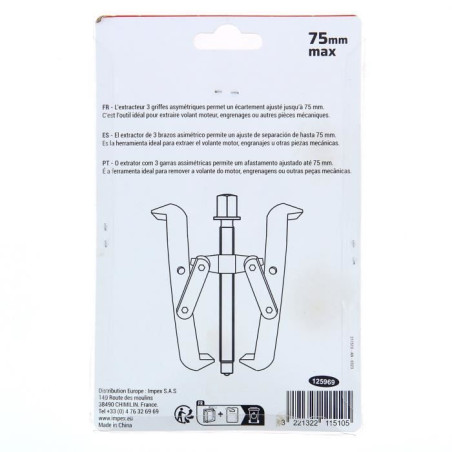 Extracteur 3 griffes 75 mm pour roulement - PRECISION STEEL - Pignon - Volant moteur