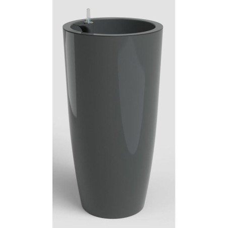 Pot de fleur haut rond avec systeme auto-arrosage SANTONI SWS - Plastique - Anhracite - Ø40 x H78 cm - Int/Ext - ARTEVASI
