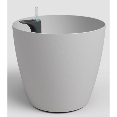 Pot de fleurs San Remo SWS 30 MA - Plastique - Gris clair - Ø30,5 x H27 cm - 14,5 L - Int/Ext - ARTEVASI
