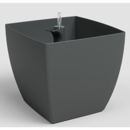 Pot de fleur avec systeme auto-arrosage SIENA SWS - Plastique - Anthracite - 40x40xH36cm - Int/Ext - Carré - ARTEVASI