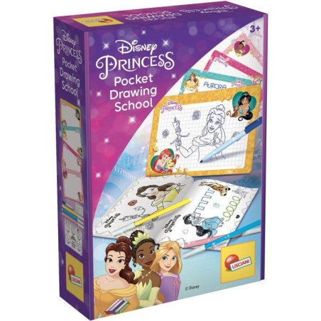 Pocket Studio de Dessin - Princesses - LISCIANIGIOCHI - Kit Dessin - 4 Ardoises effaçables - Feutres inclus - Des 3 ans