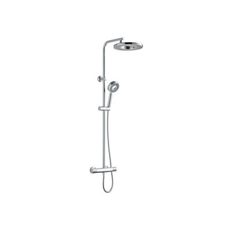Colonne de douche avec mitigeur thermostatique - Edouard Rousseau - Hoop - Chrome - Douche de tete ronde - Douchette a main