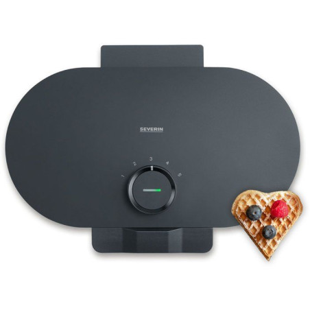 Gaufrier duo - SEVERIN - WA2118 - 1200 W - Formes de coeur - Revetement céramique anti-adhésif - Noir